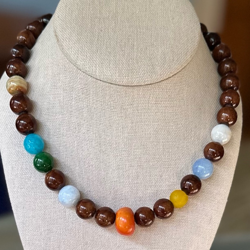 Brownstone Strand gumball gemstone necklace- handmade in Charleston, SC